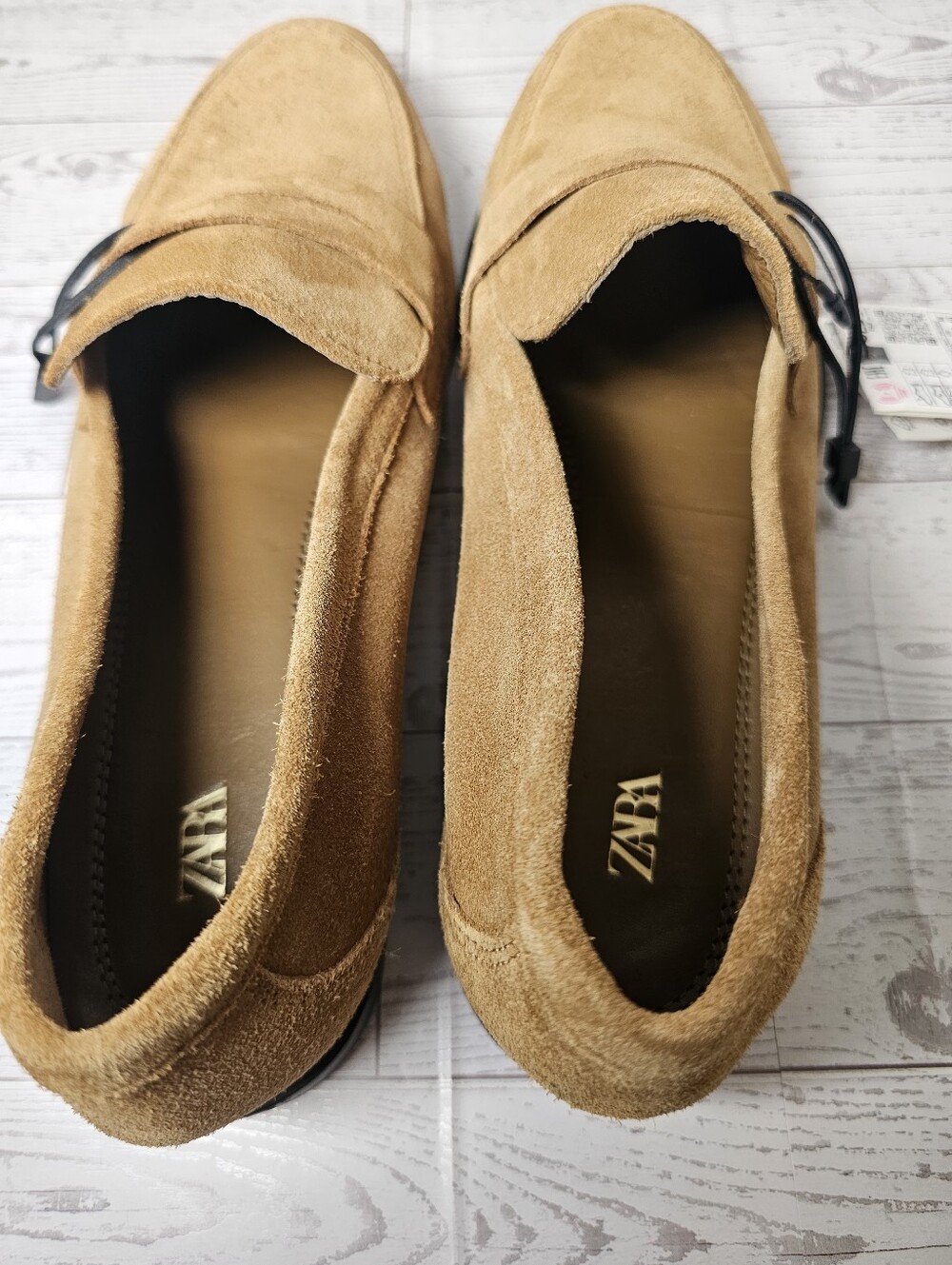 ZARA Women's Suede Penny Loafers Tan Brown Size 10 NEW With Tags - Picture 7 of 10